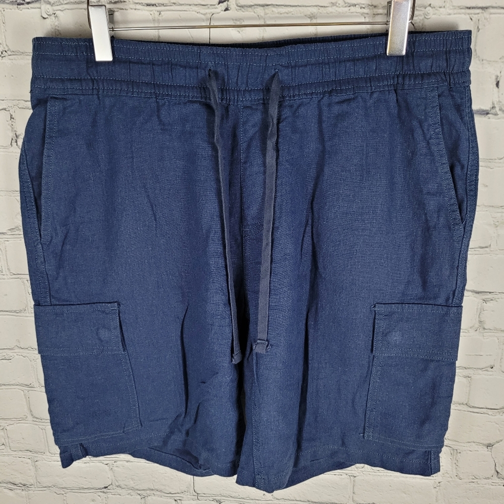LUCKY BRAND | linen blend drawstring waist cargo shorts